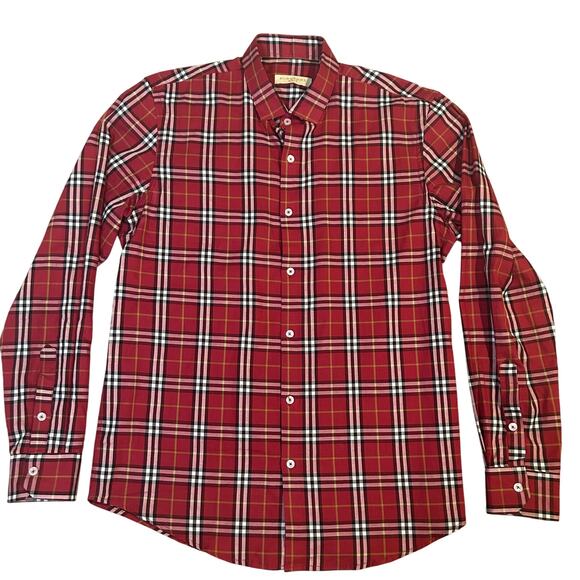 Burberry brit men's red and black plaid soft long sleeve button up size XL - Picture 1 of 6